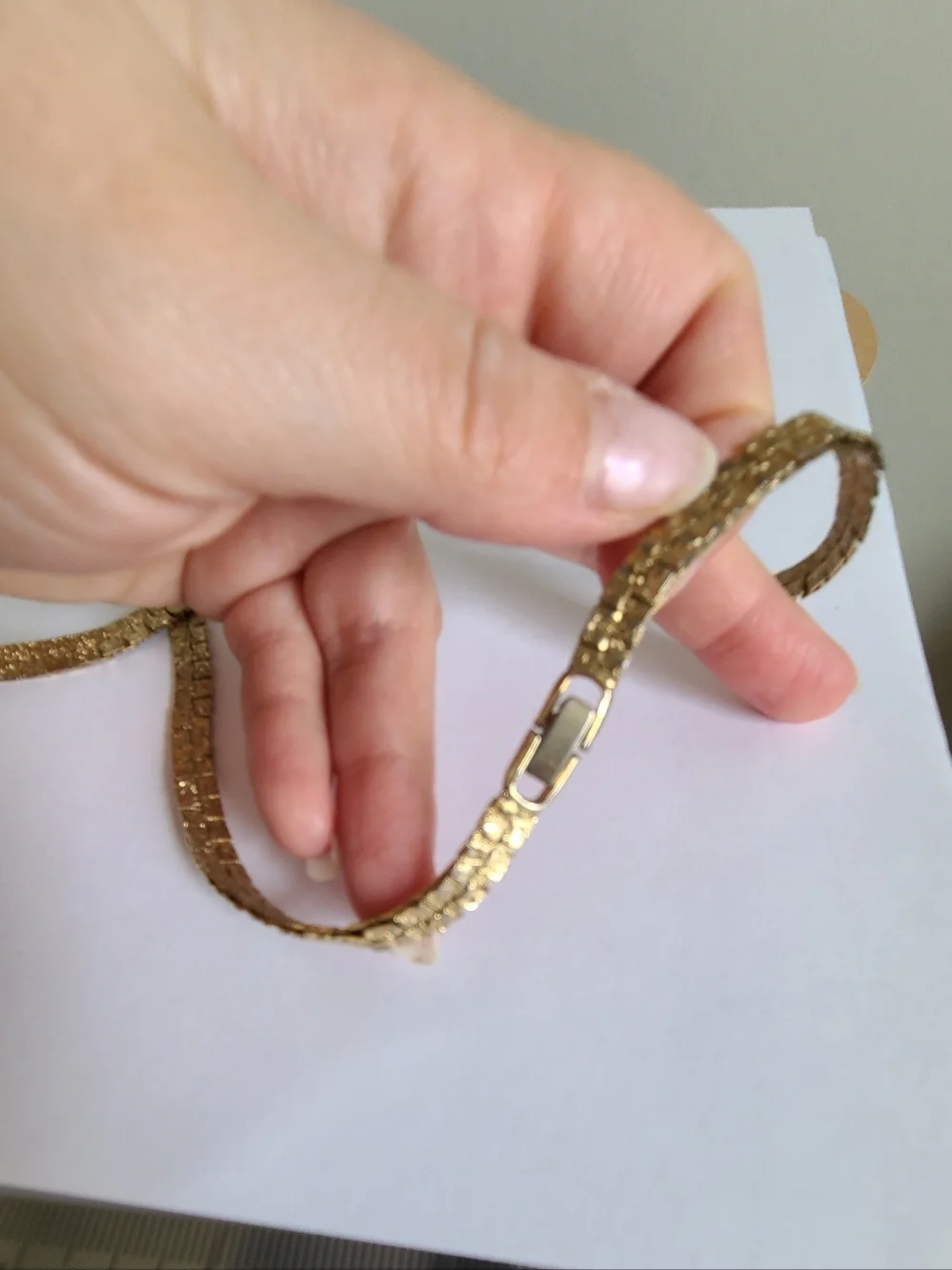 Vintage Retro Luxury Gold Plated Textured Flat 24 Inch Chain Necklace - Picture 14 of 14